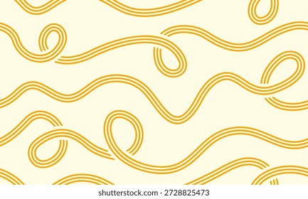 Abstrato fundo sem emenda com espaguete italiano e macarrão. Textura de macarrão amarelo para menu de restaurante, cartaz culinário, decoração de cozinha ou design de embalagem criativo. Ilustração vetorial