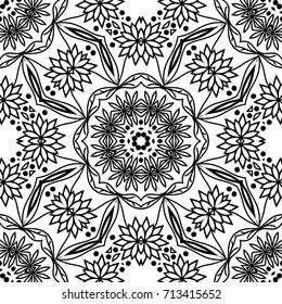 abstract seamless background with lace geometric floral ornament. vector illustration