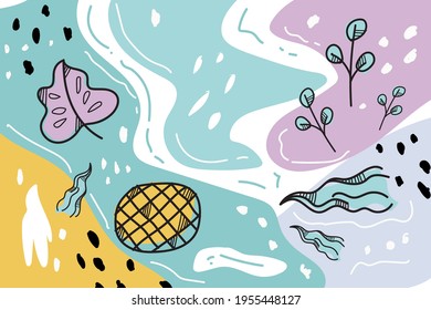 abstract seamless background leaf color yellow green pink