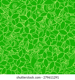 Abstract seamless background with leaves in green tones