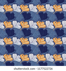 Abstract seamless background with leaves. Hand-drawn vector Illustration