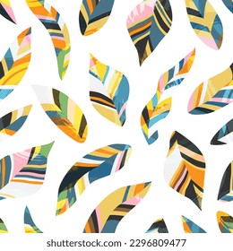 Abstract seamless background with leaves. Vector illustration