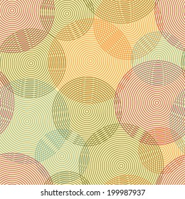 Abstract seamless background made of set of rings. Vector illustration.