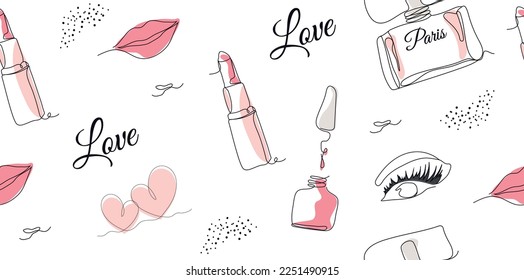 Abstract seamless background and minimal eye  bag   dot   white background  The style drawing and single line  heart  illustration for print    banner  paper  fashionable  modern art 