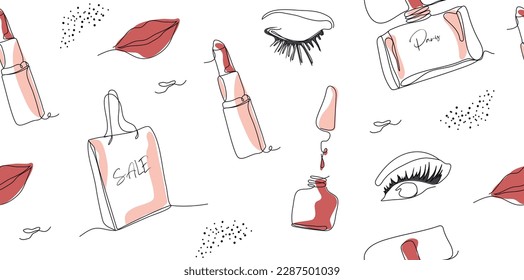 Abstract seamless background and minimal eye  bag   dot  isolated white background  The style drawing and single line  illustration for print    banner  paper  fashionable  modern art 