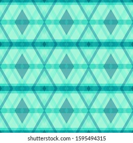 Abstract seamless background with mint geometric ornament. Vector graphic pattern
