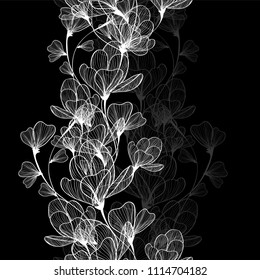 Abstract  seamless background with monochrome flowers