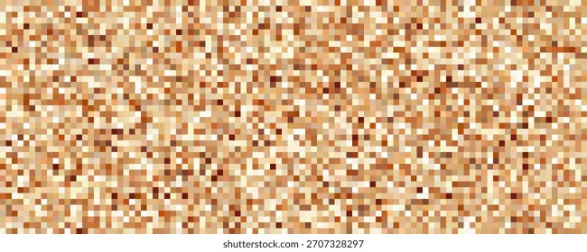 Abstract seamless background of mosaic pixel noise texture in beige and brown colors. Digital square grain for web design, pattern fills and retro digital effects.Vector illustration