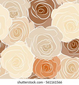 Abstract seamless background with multicolor roses. Seamless pattern with roses. Vector illustration.