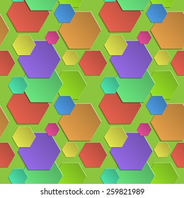 Abstract seamless background of multicolored hexagons for your design