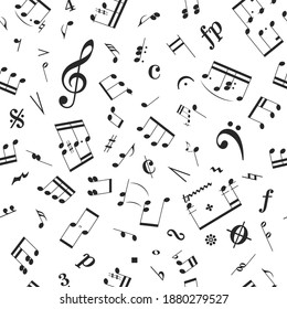 Resumen de un lugar de encuentro sin fisuras con símbolos musicales, clefs y notas.