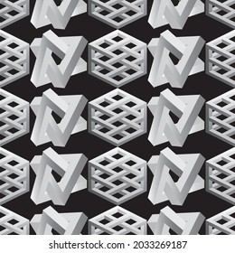 Abstract seamless background. Noise structure with polyhedrons. Vector image