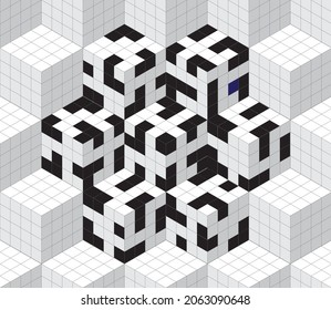 Abstract seamless background. Noise structure with cubes. Vector image