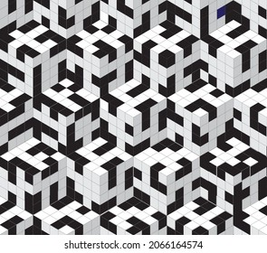 Abstract seamless background. Noise structure with cubes. Vector image