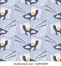 Abstract seamless background with noodles. Hand drawn vector illustration
