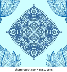 Abstract seamless background with ornaments.  Vector illustration.
