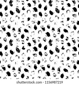 Abstract seamless background with oval brush strokes. Ink illustration. Brush strokes. Geometric pattern for wrapping paper. Monochrome design. Isolated on white background. 