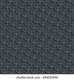 Abstract Seamless Background Pattern. 3d Quadrilateral Gray Tile  Surface With Dark Gray Dots Of Different Sizes On The Bottom Layer. Frame Border Wallpaper. Elegant Repeating Vector Ornament