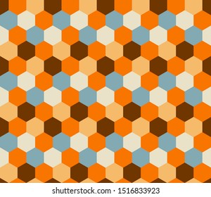 Abstract seamless background pattern with colorful hexagons. Mosaic texture for prints, textile, fabric, package, cover, greeting cards.