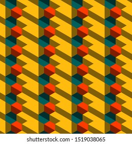 Abstract seamless background pattern with colorful hexagons. Mosaic texture for prints, textile, fabric, package, cover, greeting cards.