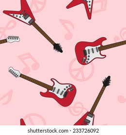 abstract seamless background pattern with electric guitars silhouettes