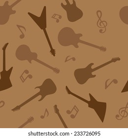 abstract seamless background pattern with electric guitars silhouettes