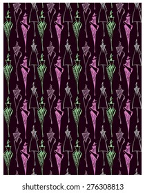 Abstract seamless background pattern with fashion silhouettes , vector illustration