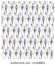 Abstract seamless background pattern with fashion silhouettes , vector illustration