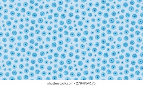 Abstract seamless background pattern featuring light and dark blue weather vortex swirls and whirlpool elements.