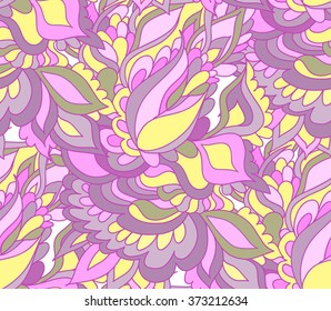 Abstract seamless background pattern hand drawn. Vector illustration. Floral colorful pattern.
