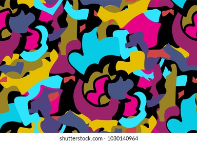 Abstract seamless background pattern in memphis style. Colorful shapes , vector illustration hand drawn. Pop art design.