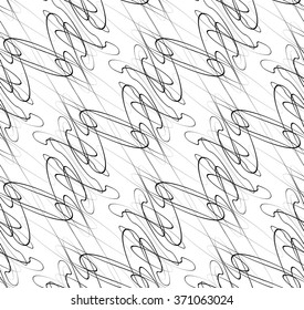 Abstract seamless background / pattern with squiggly lines. Monochrome repeatable vector texture.
