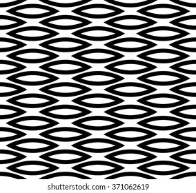 Abstract seamless background / pattern with staggered leaf, almond shapes. Monochrome repeatable vector texture.