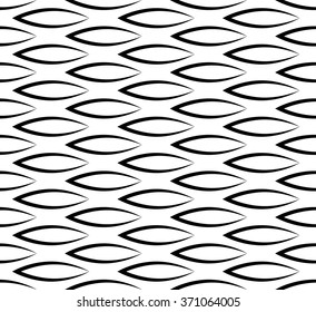Abstract seamless background / pattern with staggered leaf, almond shapes. Monochrome repeatable vector texture.