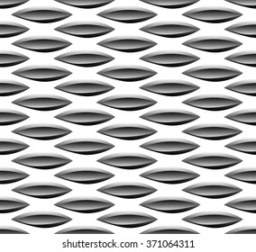 Abstract seamless background / pattern with staggered leaf, almond shapes. Monochrome repeatable vector texture.