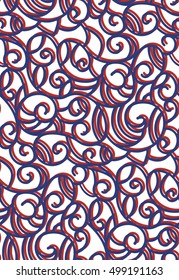 Abstract seamless background pattern with swirls. Vector illustration hand drawn. Fabric swatch, wrapping paper.