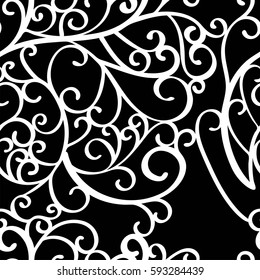 Abstract seamless background pattern with swirls. Vector illustration hand drawn. Fabric swatch, wrapping paper.