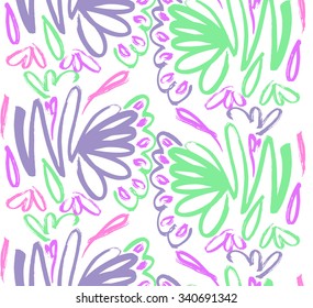 Abstract seamless background pattern , vector illustration . Free hand drawings .