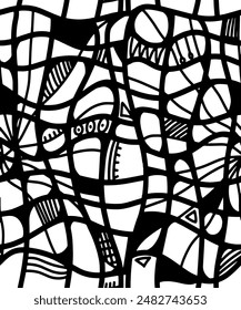 Abstract seamless background, patterns of lines and waves. Shambhala, meditation, antistress and hobbies