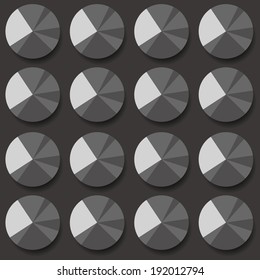 Abstract seamless background with plastic realistic spikes in dark gray palette