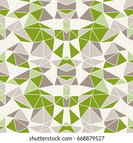 Abstract seamless background of polygonal shapes. Kaleidoskope style pattern.