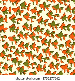 Abstrakter, nahtloser Hintergrund von Puzzleteilen mit Farbmischung (grün und rot).