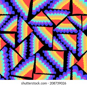 Abstract seamless background with rainbow fans in the dark area