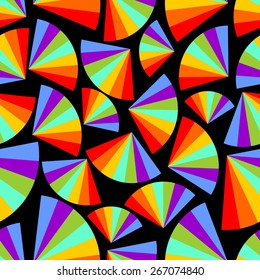 Abstract seamless background with rainbow fans in the dark area