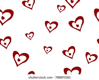 Abstract seamless background with red hearts