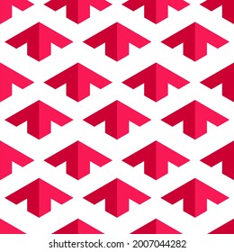 Abstract seamless background. Red pyramids or upward arrows 