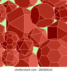 Abstract seamless background of red volume geometric shapes. Vector illustration.