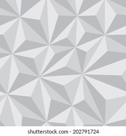 Abstract Seamless Background With Relief Triangles In Grayscale Color - Geometric Vector Pattern For Creative Design Projects.