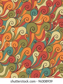 Abstract Seamless Background With Retro-Colored Curves Stylized Like Waves