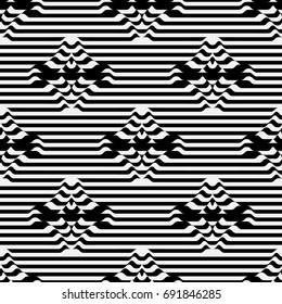 Abstract seamless background rhombuses from stripes. Optical illusion art. Vector illustration.